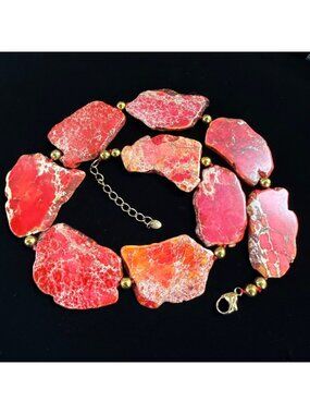 VTG Lucas Lameth Chunky Red Sea Sediment Jasper Slab Statement Necklace – LUC925